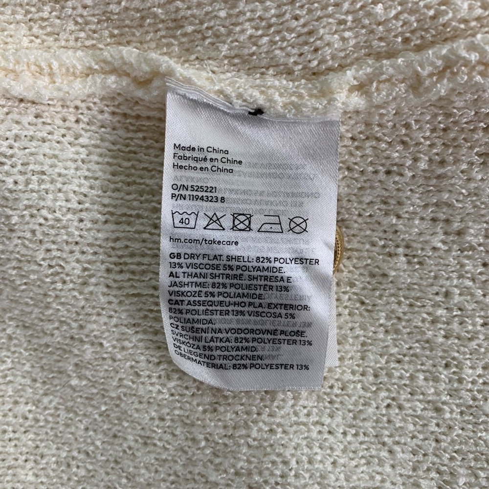 NWT H&M Cream Knit Cardigan Gold Buttons Size L - Picture 7 of 9
